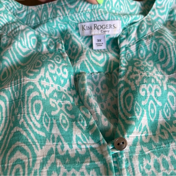 Kim Rogers Aqua and Black Patterned Blouse - Picture 6 of 11